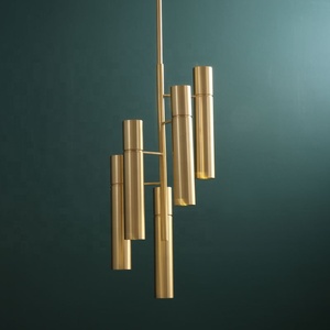 Cylinder <strong>Copper</strong> G9 Pendant Hanging Long <strong>Lamp</strong> Gold Decoration Tube Pendant Indoor Interior Decoration Design Restaurant Lighting - Product Image 5