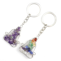Gantungan kunci batu amethyst kasar motif pohon kehidupan, tas mobil Hongzhuo terlaris, aksesoris fashion wanita, untuk grosir