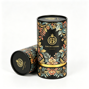 Boîte cylindrique en carton recyclable imprimée, emballage personnalisé pour parfum avec bouchon, coffret cadeau, flacon de parfum, lot en gros - Product Image 1