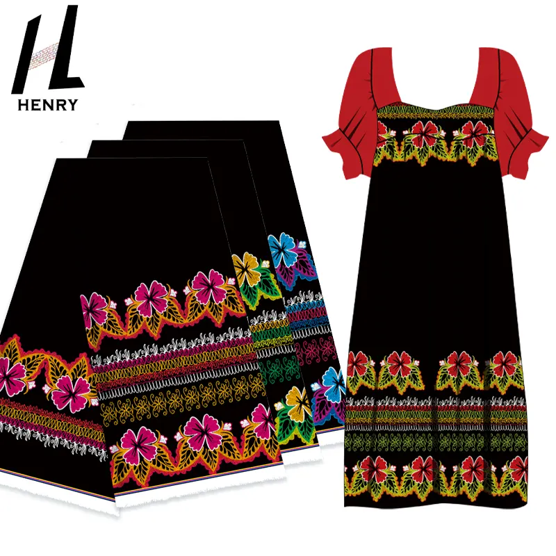 Производители тканей Различные варианты черного цвета в полиэфирных микронезийских платьев с цветочным принтом By The Yard