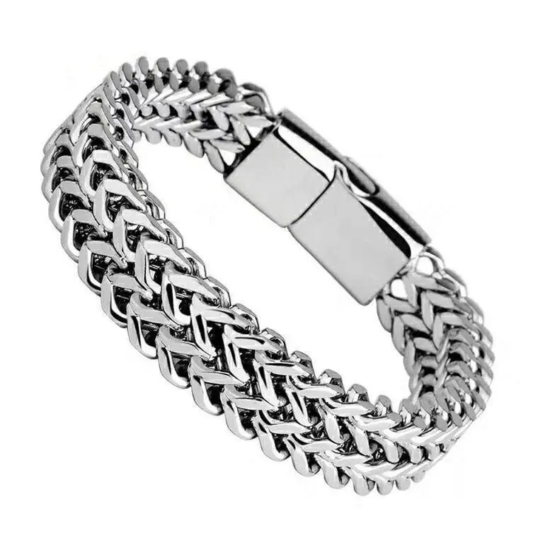 Stainless Steel Double Layer Chain Mens Bracelets Bangles Fashion Braided Bracelet Bangle Men Hip Hop Party Rock Jewelry