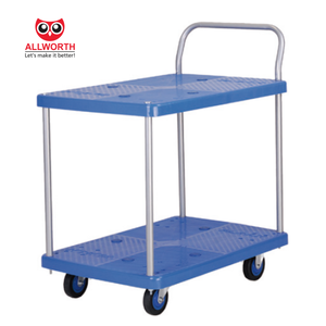 उच्च गुणवत्ता 500 किलोग्राम स्थान की बचत टिकाऊ अलमारियों के साथ टिकाऊ तार धातु कार्गो प्लेटफ़ॉर्म ट्रॉली - Product Image 6