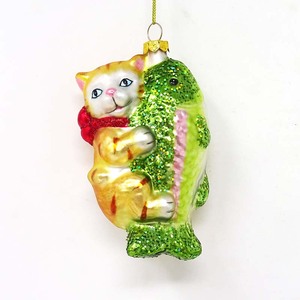 Usine chinoise nouvel an 2025 décoration pendentif <span class=keywords><strong>chat</strong></span> jaune tenant poisson - Product Image 1