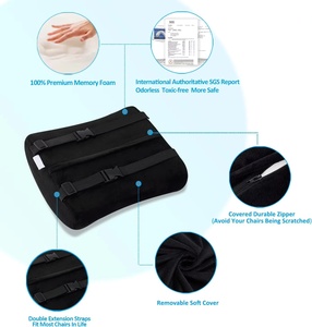 Silla de oficina negra, almohada de soporte Lumbar de espuma viscoelástica, cojín de asiento, almohadas de soporte trasero para asiento de coche para nervio ciático - Product Image 3