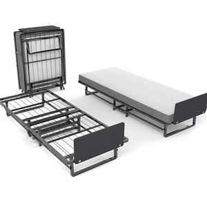 金属製折りたたみベッドフレーム、ポケット付きフォームマットレス、収納簡単、キャスター<span class=keywords><strong>4</strong></span>個付きで移動可能 - Product Image 1