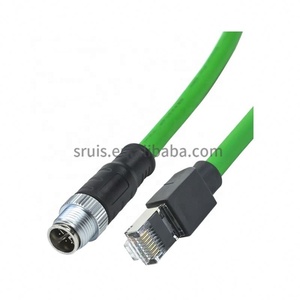 IP67 m12 Ethernet 4 core D code capteur de tête mâle ip67 cat6a ethernet m12 dcode à connecteur de câble rj45 - Product Image 2