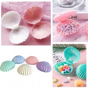 Boîte de rangement en plastique en forme de coquillage, grande taille, couleur nacrée, électroplaquée, pour ranger les petits objets, les collations, les bijoux - Product Image 3