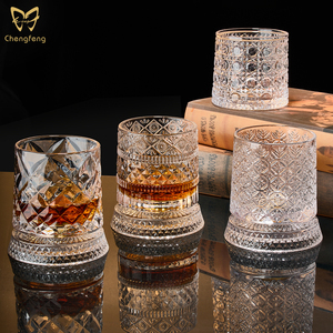 260 ml Döner Viski Bardakları, Altlıklı Döndürülebilir Kristal Viski Bardağı, Bar Partisi için Eski Usul Rock Bardağı - Product Image 2