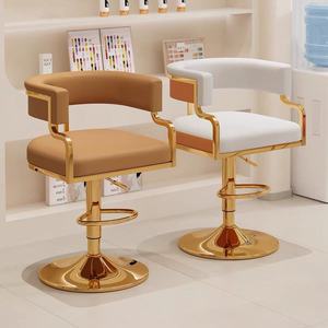 Chaise de salon de beauté pivotante hydraulique moderne et élégante avec repose-pieds doré pour réception commerciale et studio - Product Image 1