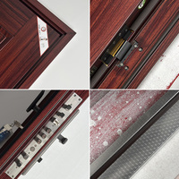 Porte d'entrée moderne en bois grainé, sécurité de niveau 4, antivol, verrouillage multipoints, cadre en acier renforcé, compatible avec la serrure intelligente