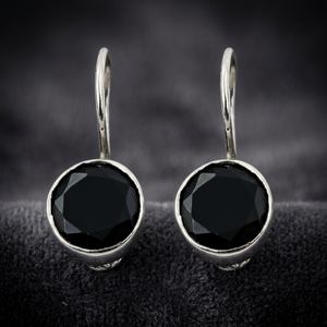 Pendientes de Plata de Ley 925 para Mujer con Piedra de Ónix Negra, Elegantes, Chapados en Rodio Negro, para Uso Diario - Product Image 3