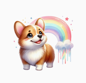 Dibujos animados divertidos Pet Corgis con mariposa o arcoíris pegatinas de pared dormitorio infantil sala de estar decoración de pared de fondo - Product Image 6