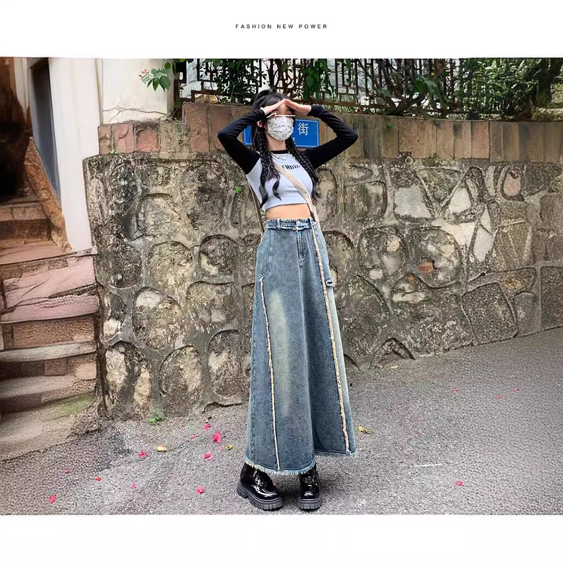 Wholesale Plus Size Women's Denim Skirt Summer High Waist