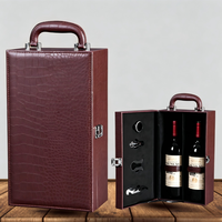 Boîte à vin en cuir de luxe pour deux bouteilles, logo personnalisé, portable, emballage cadeau pour deux bouteilles de vin rouge, pour offrir du vin