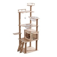 Arbre à chat moderne en carton, multi-niveaux, avec capsule spatiale, lit transparent, condo, griffoir, balles suspendues, grande villa