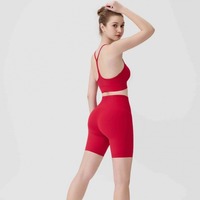 Shorts de sport, shorts de gym, shorts de basketball, ensemble de yoga trois pièces, tenue de sport respirante à séchage rapide, débardeur dos en Y, shorts cinq points
