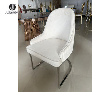 Sillas de comedor de último diseño de acero inoxidable de China, respaldo de León, cómodo cojín grueso, comedor + sillas, silla de comedor de terciopelo <span class=keywords><strong>blanco</strong></span> - Product Image 6
