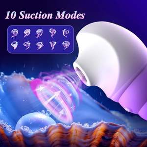 Dildo Vibrator untuk wanita mainan seks Dildo pasangan Lesbian mengisap 'S Bszone Conch mainan klitoris dot 10 mode bukaan lebar Su - Product Image 4