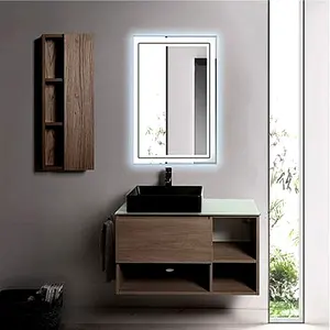 Luce LED melamina legno bagno muro mobile bagno vanità con specchio