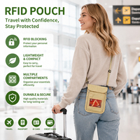Pochette de cou Oxford anti-RFID en gros, pochette de téléphone portable anti-vol, sac de voyage pour passeport et documents pour hommes et femmes