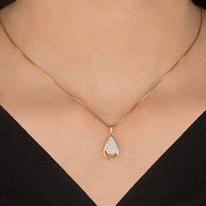 Collier pendentif minimaliste en diamant de laboratoire en forme de goutte d'eau, or, bijoux élégants en diamant pour tous les jours pour femmes - Product Image 3