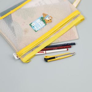 Customize Double-Layer A4 Nylon Student Document Bag Portable Zipper <b>File</b> Bag Transparent Anti-Deformation Mesh Zipper Pouch - Product Image 2
