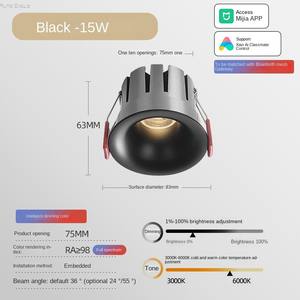 Lumière tubulaire encastrée en aluminium moderne anti-éblouissement LED 7W 12W 15W 2700K 3500K 4100K 90mm IP65 à intensité variable pour la maison et le bureau - Product Image 5