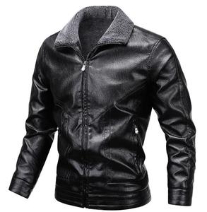 Giacca invernale calda da uomo giacca <span class=keywords><strong>marrone</strong></span> collo di <span class=keywords><strong>pelliccia</strong></span> giacca di pelle spessa giacca di pelle per uomo - Product Image 2