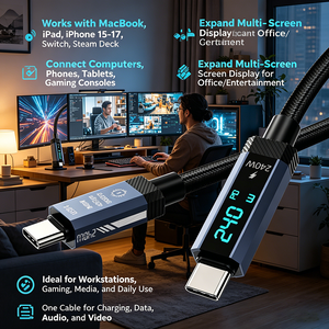Câble USB4 Type-C vers Type-C 240W PD Charge Rapide 40 Gbps 8K60Hz Affichage LED Tressé en Nylon pour Ordinateur Portable et Téléphone - Product Image 6