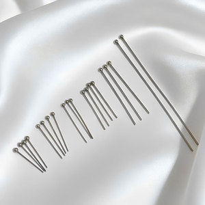 เข็มลูกบอลสแตนเลสหลายขนาด หัวกลม ยาว อุปกรณ์ทำเครื่องประดับ DIY - Product Image 2