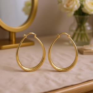 E4492 Orecchini a Cerchio Dorati in Lega di Zinco, Gioielli Unisex Classici alla Moda - Product Image 2