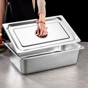 Tigelas Retangulares de Aço Inoxidável com Tampas para Buffet e Caixas Quadradas para Fast Food Trucks e Cantinas - Product Image 2