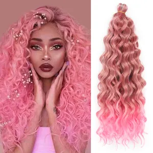 Estensioni dei capelli intrecciate a onda oceanica da 24 pollici trecce all'uncinetto bionde rosa capelli sintetici Afro Curl Ombre onda di acqua riccia