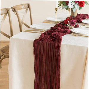 Taille personnalisée 400cm chemin de table de mariage 90 couleurs Jacquard tissé étamine gaze fromage tissu décoration - Product Image 2