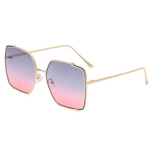 H1-JBK8886 Lunettes de soleil oversize irrégulières pour femmes, monture dorée, verres AC, protection UV400, type 3, pare-soleil - Product Image 1