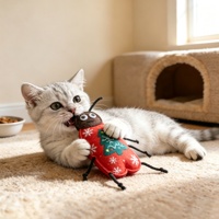 Mainan Penggoda Kucing Baru Zoyi Pet Bertema Natal & Halloween Berbentuk Serangga dari Kain Felt Tahan Gores Diisi dengan Catnip