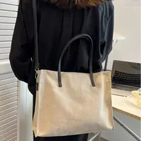 2022 OMOI özel PU deri kolu tuval kadın omuzdan askili çanta el çantası Tote çanta ile özel baskılı Logo