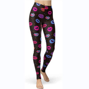 Leggings pour femmes en gros, style années <span class=keywords><strong>80</strong></span>, imprimé artistique néon, doux comme du beurre, extensibles - Product Image 4
