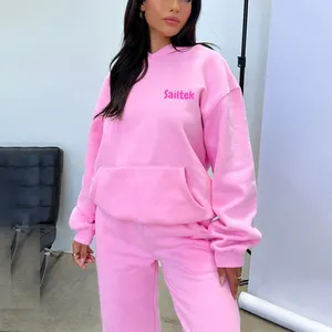 Mùa Thu 2023 Phụ Nữ Quần Áo Tùy Chỉnh Sweatsuit Tracksuit Thiết Lập Phụ Nữ Lông Cừu Jogger Bộ Của Phụ Nữ Quần Áo Bộ Đồ Thể Thao Cho Phụ Nữ