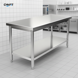 طاولة عمل مخصصة لمعدات المطبخ والتموين من الفولاذ المقاوم للصدأ 201 / 304 للمطاعم - Product Image 1