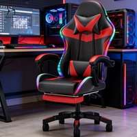 Fauteuil de jeu inclinable en cuir EaseNeat avec massage, structure ergonomique, éclairage LED et hauteur réglable