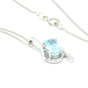 Bijoux fins ovales en diamant topaze bleue 18K 14K 9K, pendentifs à la mode pour femmes - Product Image 5