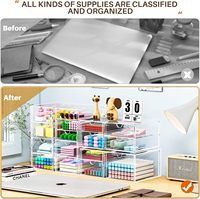 Organisateur de maquillage transparent anti-poussière Caktraie à 16 tiroirs avec 4 compartiments de rangement pour fournitures de bureau et de bureau à domicile, pour bijoux et stylos