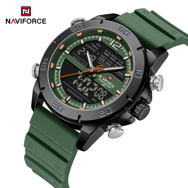 NAVIFORCE Watch 9253T Men LCD Digital Reloj Hombre Casual Quartz Analog 3 ATM Waterproof Quartz Wristwatch