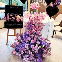 Guirlande florale artificielle en cascade de roses pêche dégradées pour la décoration de table de mariage et de banquet