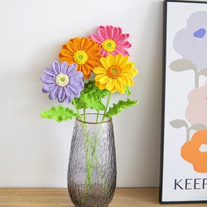 Nuevo ramo de crisantemos africanos de simulación tejido a mano, decoración de girasoles, producto terminado, regalo floral para festivales. - Product Image 3