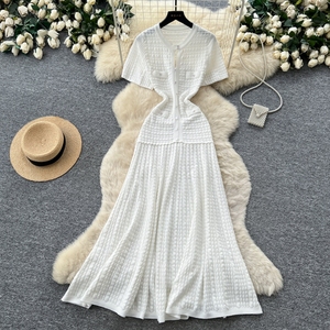 Abito Elegante Francese a Maniche Corte <span class=keywords><strong>per</strong></span> <span class=keywords><strong>Donna</strong></span>, Vestito Casual da <span class=keywords><strong>Ufficio</strong></span> a Vita Alta Linea A, Produttori di <span class=keywords><strong>Abbigliamento</strong></span> Femminile - Product Image 2