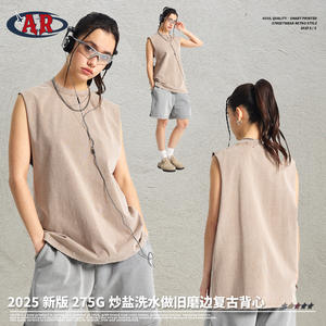 2025 Comercio exterior europeo y americano verano nuevo hombro estrecho Chaleco de hombre Color sólido deportes ocio suelto Fitness algodón V - Product Image 6