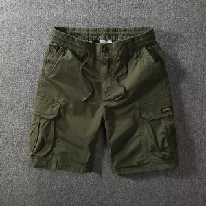Nouveaux shorts d'été décontractés pour hommes 2026, multi-poches, amples, élastiques, en pur coton, longueur cinq pouces - Product Image 2