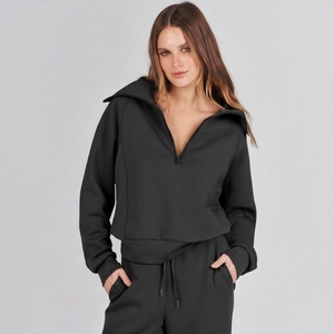 Conjunto Casual de Esporte para Mulheres Outono Inverno, Moletom com Zíper de Manga Longa e Calças Largas, Conjunto de Duas Peças - Product Image 2